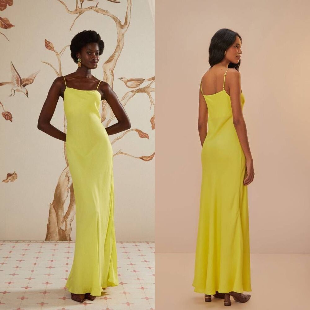 Farm Rio neon green lenzing ecovero viscose slip dress M